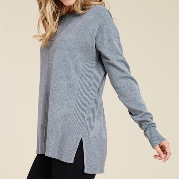 **LAST ONE!** Boutique Grey Center Seamed Sweater - Picture 2 of 6